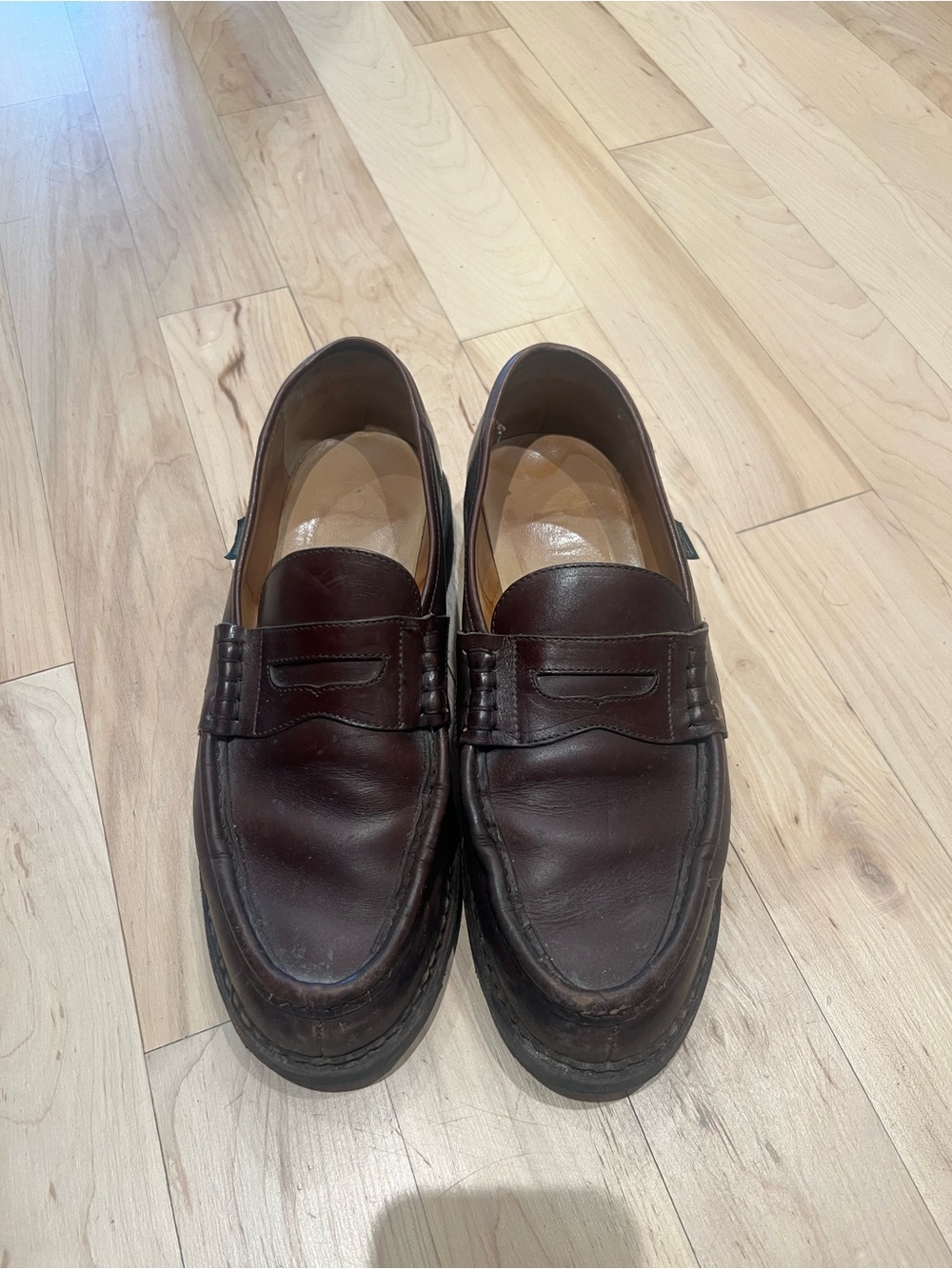 Men's Paraboot Brown Leather Penny Loafers